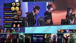 TES vs UOL  2020 Worlds Groups Day 4  Twitch VOD with Chat [upl. by Arenat]