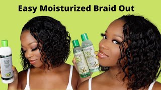 Easy Moisturized Braid Out On Relaxed Hair  Tutorial [upl. by Retsam341]