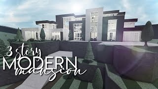 Bloxburg 3 Story Modern Mansion 257k  No large plot amp No Advanced Placing  House Speed Build [upl. by Joana]