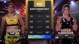 FULL FIGHT  KETLEN VIEIRA VS KAYLA HARRISON  UFC 307 [upl. by Adlog773]