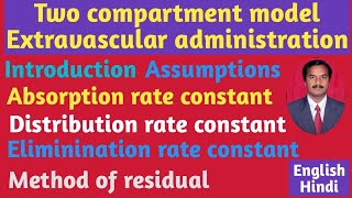 Two compartment modelExtravascular administration English amp Hindi Dr Srikanth [upl. by Enyamrahs]