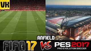 FIFA 17 VS PES 2017 STADIUM COMPARISON Anfield 2 [upl. by Yellek]