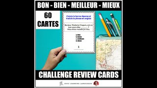 French BON  BIEN  MEILLEUR  MIEUX  60 Challenge Task Cards Activity [upl. by Alikat]