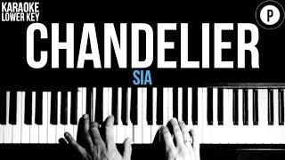 Sia  Chandelier Karaoke SLOWER Acoustic Piano Instrumental Cover Lyrics LOWER KEY [upl. by Ahsinhoj]