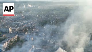 Rare drone footage shows town of Vovchansk in Ukraines Kharkiv in ruins [upl. by Smith]