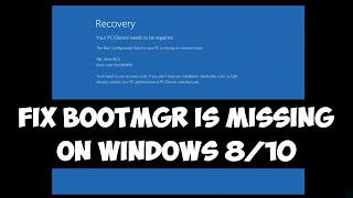 Fix bootmgr is missing on Windows 810 [upl. by Nerta734]