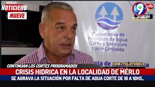 Crisis hidrica en la localidad de Merlo hay cortes programados en algunos casos de 16 a 10hs [upl. by Aiuqram308]