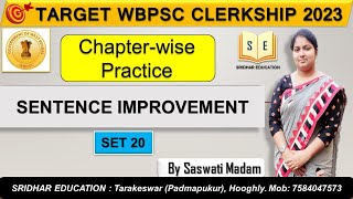 WBPSC Clerkship Topic Wise  SENTENCE IMPROVEMENT  Target WBPSC Clerkship 2023  By Saswati Mitra [upl. by Nered]