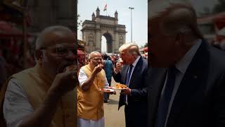 Modi amp Trump Enjoying Bajjis at Gateway Of India modi trump friendship mirchibajji funnyvideo [upl. by Dowling]