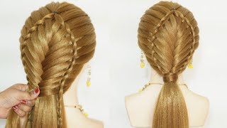 elegant ponytail hairstyle for wedding  curly hairstyles for bridal  diwali hairstyles girl [upl. by Aral]