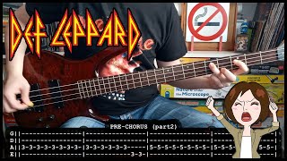 DEF LEPPARD  Hysteria 😱 BASS TABS lyrics  PDF [upl. by Sherie]