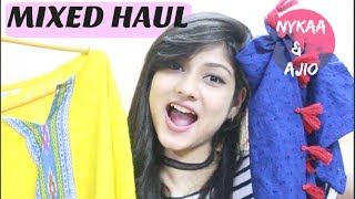 CLOTHING  MAKEUP HAUL  NYKAA AJIO  Manasi Mau [upl. by Ynnhoj]