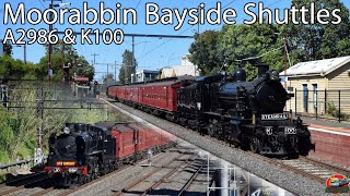 Sunny Bayside Steam  Steamrail  Moorabbin Bayside Shuttles 2022  A2986 amp K100 K153 [upl. by Ahsined]