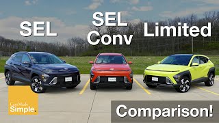 2024 Hyundai Kona SEL vs SEL Convenience vs Limited  Side by Side Trim Comparison [upl. by Boggs568]