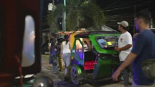 Philippines Palawan tricycle night ride from Puerto Princesa City Baywalk Park to Robinson [upl. by Emlin]