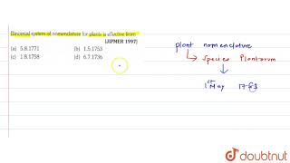 binomial system of nomenclate for plants is effective from [upl. by Merfe]