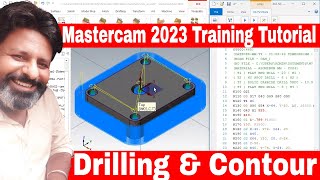 Mastercam Drilling  Mastercam drill  Drilling in mastercam 2023 tutorial [upl. by Laekcim367]