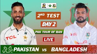 PAKISTAN vs BANGLADESH LIVE SCORES amp COMMENTARY  PAK vs BAN 2nd TEST MATCH DAY 2 LIVE [upl. by Yrellav827]