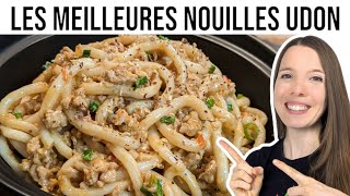 NOUILLES UDON AU POULET ET SAUCE AUX ARACHIDES  HOP DANS LE WOK [upl. by Alekat915]