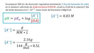 pKa y pH  Calcular el pH de un buffer de benzoato y ácido benzoico [upl. by Sherj]