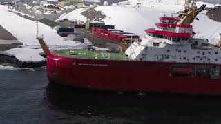 RRS Sir David Attenborough at Rothera Research Station Antarctica [upl. by Eanar]