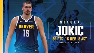 Nikola Jokić Historic Performance vs Wizards  Full Game Highlights  12724 [upl. by Alegnaed]