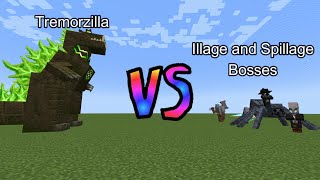 Tremorzilla vs Illage and Spillage Bosses  Minecraft Mob Battle [upl. by Malkin]