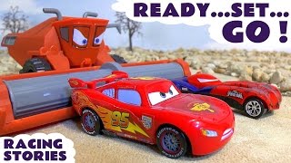 Cars Toys Racing with Lightning McQueen and Frank [upl. by Valtin]