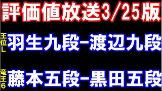 評価値放送325版 羽生善治九段ｰ渡辺明九段王位リーグ、藤本渚五段ｰ黒田五段竜王戦6組） [upl. by Janessa]