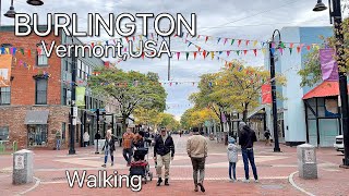 Walking Downtown Burlington  Vermont  USA  walking on Church Street 4K [upl. by Madriene]