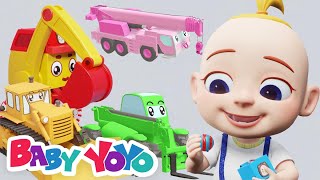 Construction Vehicles Candies Cartoon Kids Songs amp Educational Videos [upl. by Rosalia]