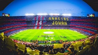 Mosaic and tribute to Johan Cruyff before kick off at the Clasico [upl. by Aliahkim]