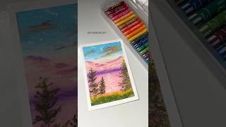 oil pastel drawing 😱easy beautiful sunset scenery drawingartdrawing oilpasteldrawing shorts [upl. by Tan]