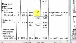 Part III Damp proof course DPC Estimation of two roomed building in long wall short wall method [upl. by Rosabella]