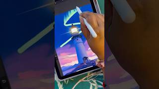 Midnight Magic  Northern Light  Lighthouse Glow  ipad art youtube shorts youtubeshorts art [upl. by Ardnwahsal801]