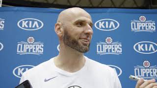 Marcin Gortat Media Availability 927  2018 Training Camp [upl. by Enigroeg467]