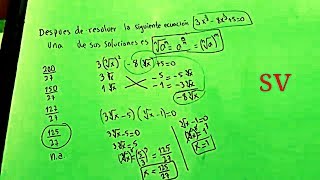 50 PSA UAGRM BANCO MATEMATICAS ECUACIN DE 2DO GRADO CON EXPONENTES FRACCIONARIOS EN LA VARIABLE [upl. by Anilys]