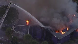 Melbourne fireworks store catches fire after fatal car crash into building [upl. by Nolrac140]