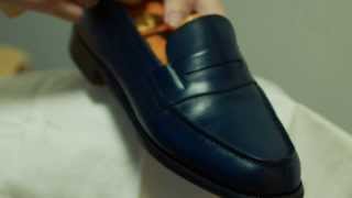 Shoe Shine  J M Westons Loafer of Blue Box Calf 1440p [upl. by Margarethe]