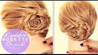 ★HIDDEN ROSETTE BRAID BUN TUTORIAL  CUTE HAIRSTYLES FOR MEDIUM LONG HAIR  UPDO Peinados Trenzas [upl. by Nevram]