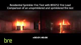 Residential Sprinkler Fire Test with BS 9252 Fire Load [upl. by Enieledam]