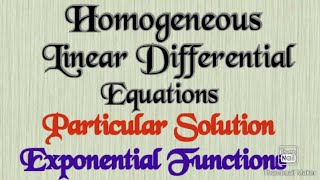 Homogeneous Linear Differential Equations CFPI [upl. by Angeline]