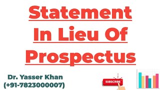 Statement In Lieu Of Prospectus [upl. by Norrag415]