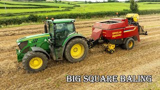 Big Square Baling  John Deere 6150R  New Holland BB940 [upl. by Adivad]