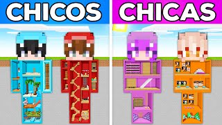 CHICOS vs CHICAS ESTATUAS con BASE SECRETA en Minecraft [upl. by Vadim]