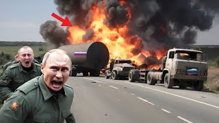 JUST HAPPENED Ukrainian Leopard2 tanks destroyed a shipment of 540 tons of Russian logistics [upl. by Arrakat950]