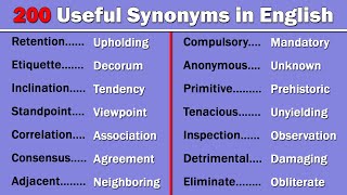 200 Useful Synonym Words in English  Build up Your English Vocabulary [upl. by Batory]