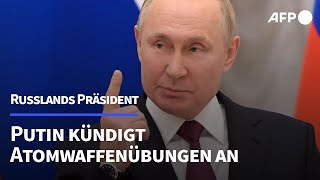 Putin kündigt Übungen mit AtomwaffenEinheiten nahe der Ukraine an  AFP [upl. by Rehctelf]