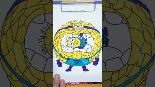 Mega Minion Despicable Me 4 This or That Three markers challenge watercolor pencils shorts [upl. by Rossie]