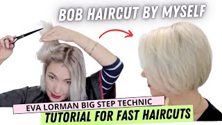 Bob haircut by myself at home  How to cut your own hair  Women haircut 2023 [upl. by Hadden]